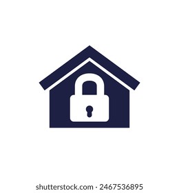 house and lock icon on white