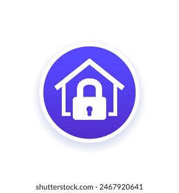 house and lock icon, vector pictogram