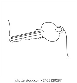 House lock key continuous one line vector art illustration and single outline simple  key  design
