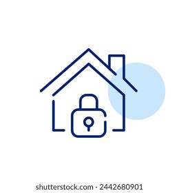 House and lock. Secure residence protected unauthorized access. Pixel perfect, editable stroke icon