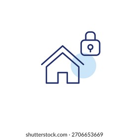 House and lock. Smart home security, safe living and protection. Pixel perfect, editable stroke vector icon