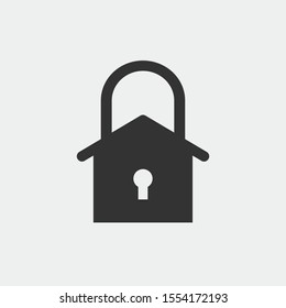 House lock vector icon illustration sign