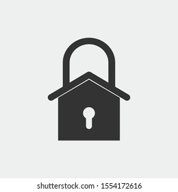 House lock vector icon illustration sign