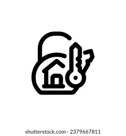 icono del vector de bloqueo de la casa. estilo de contorno de iconos de bienes raíces. uso perfecto para logotipo, presentación, sitio web y más. estilo de línea de diseño de iconos simple