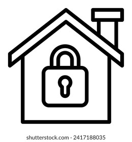 House Lock Vector Line Icon Design