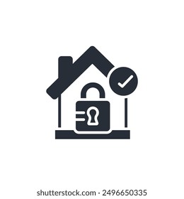 house locked icon. vector.Editable stroke.linear style sign for use web design,logo.Symbol illustration.