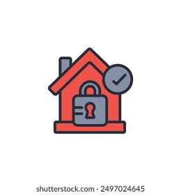 house locked icon. vector.Editable stroke.linear style sign for use web design,logo.Symbol illustration.
