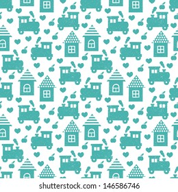 house and locomotive seamless background