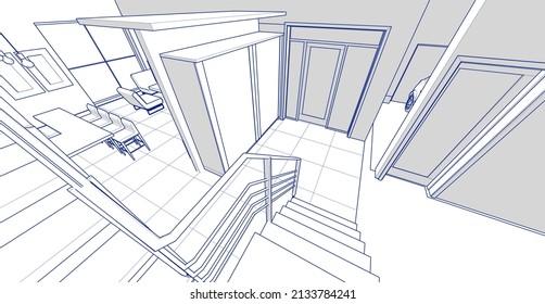 house loft interior 3d rendering