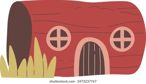 House From Log Vector Illustration