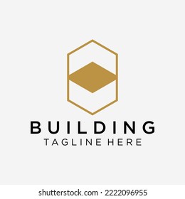 House Logo abstract design vector template in Hexagon shape. Home services Household Ecology smart Logotype concept icon