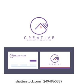 Logotipo de la casa, Plantilla del logotipo de la arquitectura de la casa. Símbolo inmobiliario creativo para la renovación con tarjeta de visita.