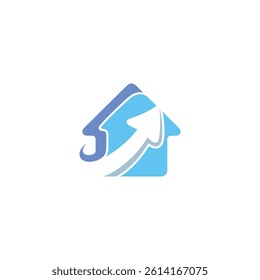 house logo with up arrow in flat design style