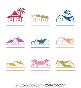 House logo background text holder set, isolated vector illustration