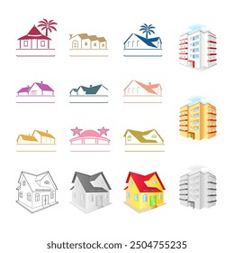 Conjunto de soporte de texto de fondo de logotipo de la casa, Ilustración vectorial aislada