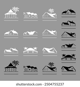 Conjunto de soporte de texto de fondo de logotipo de la casa, Ilustración vectorial aislada