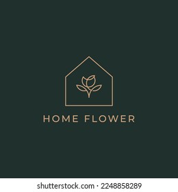 Logotipo de la flor de la casa abstracto Salón de belleza Cosméticos marca de estilo lineal. Sale de la plantilla de diseño de Logotipo vector Moda