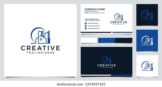 house logo and building logo design and business card template
