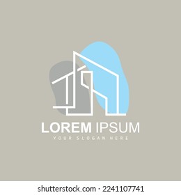 House Logo, Building Furniture Design, Construction Vector, Property Brand Icon, Real Estate, Housing
