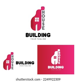 House Logo, Building Furniture Design, Construction Vector, Property Brand Icon, Real Estate, Housing