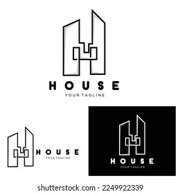 House Logo, Building Furniture Design, Construction Vector, Property Brand Icon, Real Estate, Housing