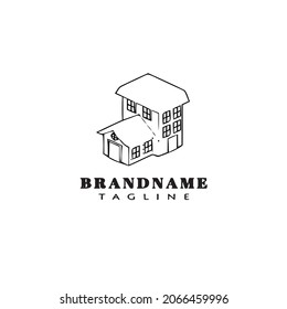 house logo cartoon icon cute template black modern isolated vector illustration
