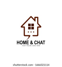 House logo and Chat icon design combination, Simple logo