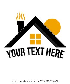 house logo with chimney and sun