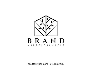 el logo de la casa con una combinación de árboles en ella le da una impresión natural a la casa