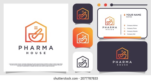 House logo concept with traditional pharmacy element Premium Vector