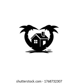 house logo and creative palm tree vector