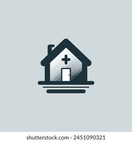 
a house logo with a cross, could be a hospital or church logo