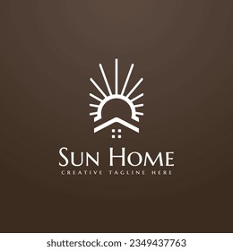 House logo design with abstract sunlight luxury minimalist lines