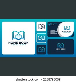 house logo design with book or library and business card