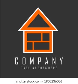 house logo design color orange outline white