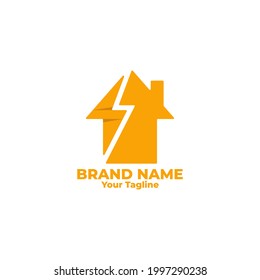 house logo design with a combination of lightning shapes