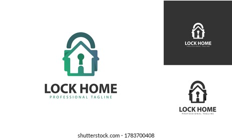 The house logo design is combined with a padlock. There are also two color concepts. vector