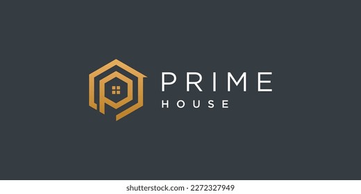 House logo design with creative letter P concept