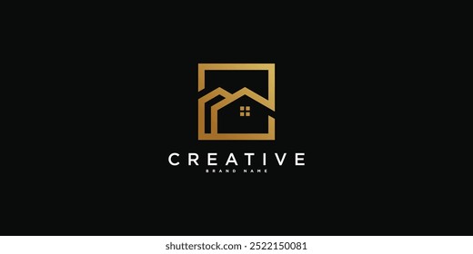 House logo design with creative modern outline concept. Premium Vector