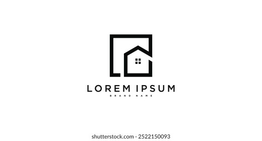 Design de logotipo da casa com conceito de esboço moderno criativo. Vetor Premium