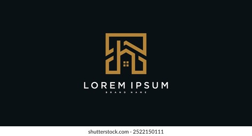 House logo design with creative modern outline concept. Premium Vector