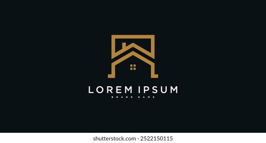 House logo design with creative modern outline concept. Premium Vector