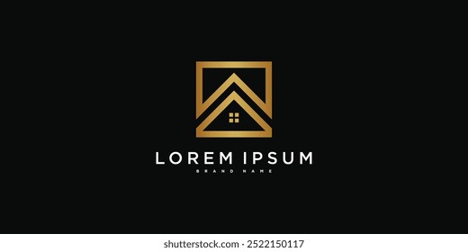 House logo design with creative modern outline concept. Premium Vector