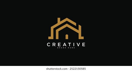House logo design with creative modern outline concept. Premium Vector