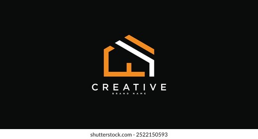 House logo design with creative modern outline concept. Premium Vector