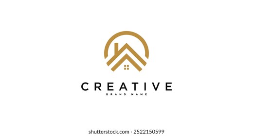 House logo design with creative modern outline concept. Premium Vector