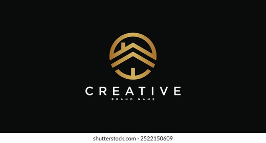 House logo design with creative modern outline concept. Premium Vector