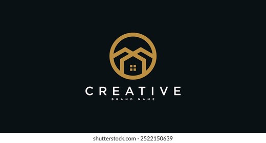 Diseño de logotipo de la casa con concepto de contorno moderno creativo. Vector de Premium