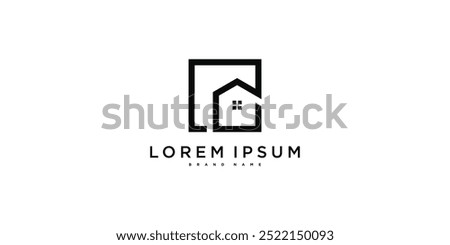 House logo design with creative modern outline concept. Premium Vector