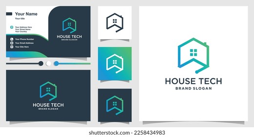 House logo design with creative technology concept